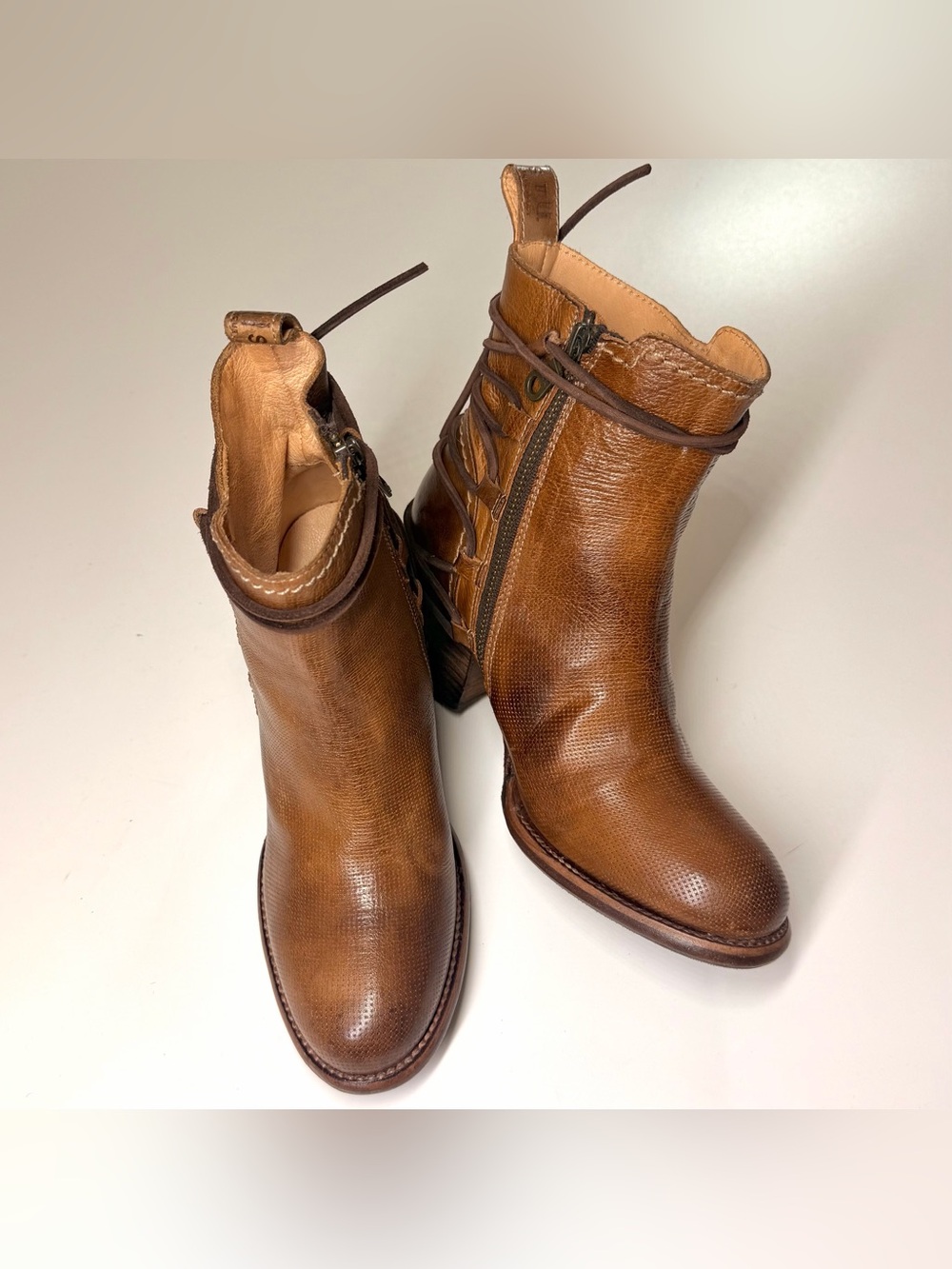 Bed Stu Womens COBBLER BLAIRE Distressed Lace Zip Brown Leather Boots Size- 8 - Picture 6 of 9